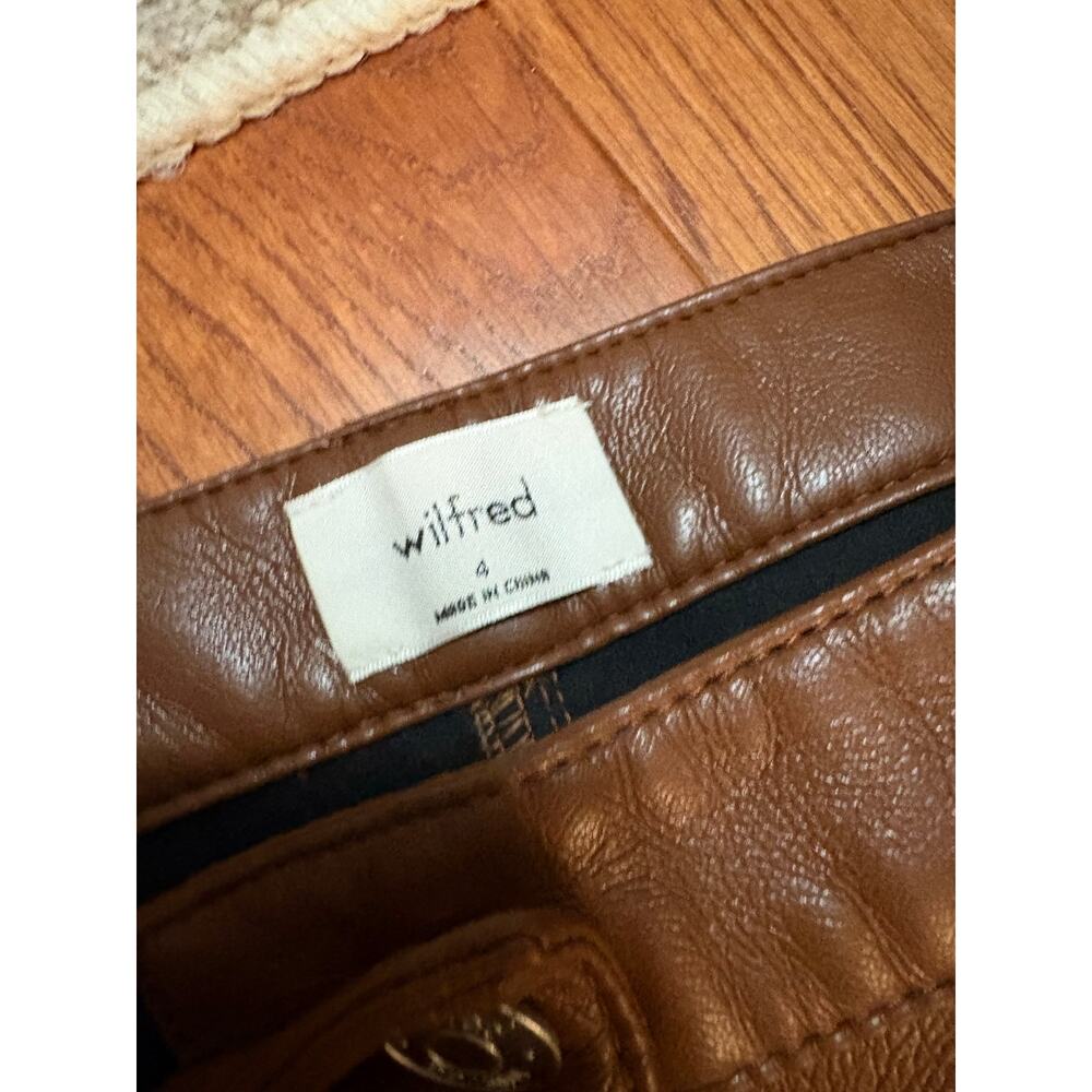 ARITZIA WILFRED The Melina Pant Camel High Waisted Vegan Leather Pant Size 4 - Picture 6 of 7